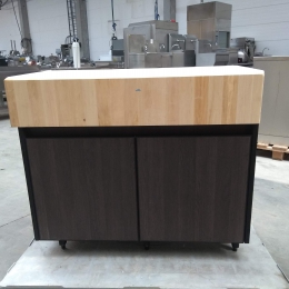 Wooden cabinet with butcher block